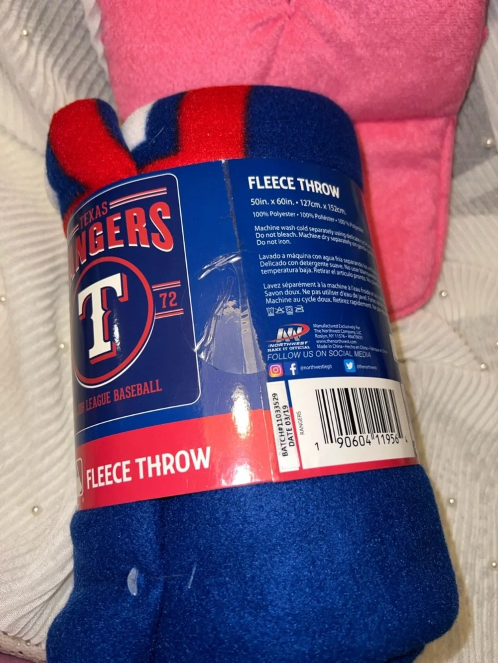 Texas rangers Red/Blue/White Fleece Throw Blanket